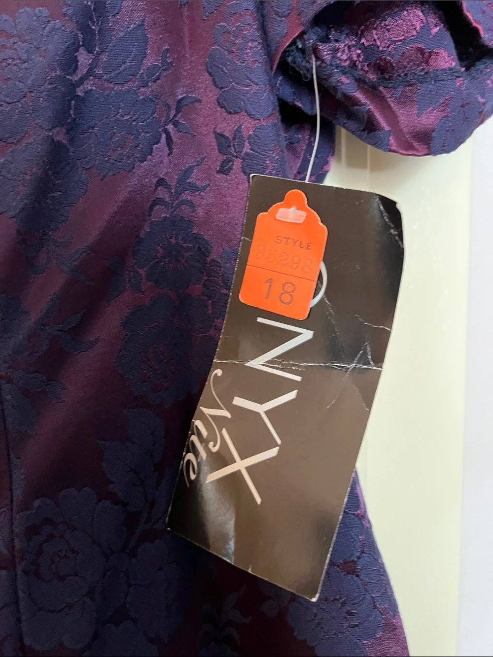 Vintage new with tags sz 18 Onyx Purple / navy Brocade Fit-and-Flare Dress - Picture 3 of 7